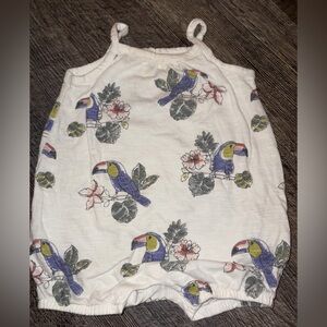 Tropical Toucan Baby Romper 9M organic cotton